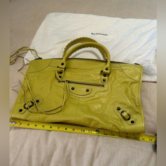 💙Balenciaga Electric Yellow  Juane Poussin “Work” Bag Classic Hardware💙💙💙Tags - Picture 9 of 11